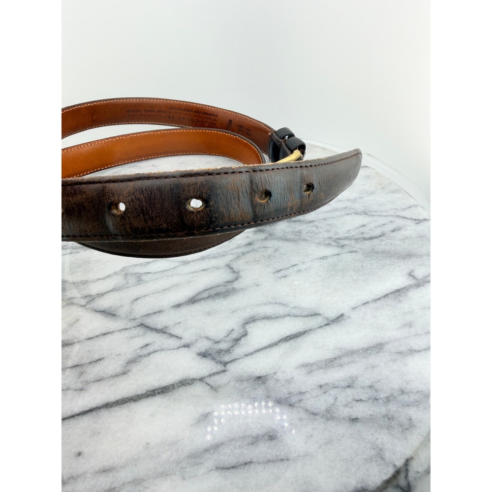 Vintage 80s COACH New York City Belt Brown Leather Size 38 Brass Rare 6602 - Picture 7 of 11
